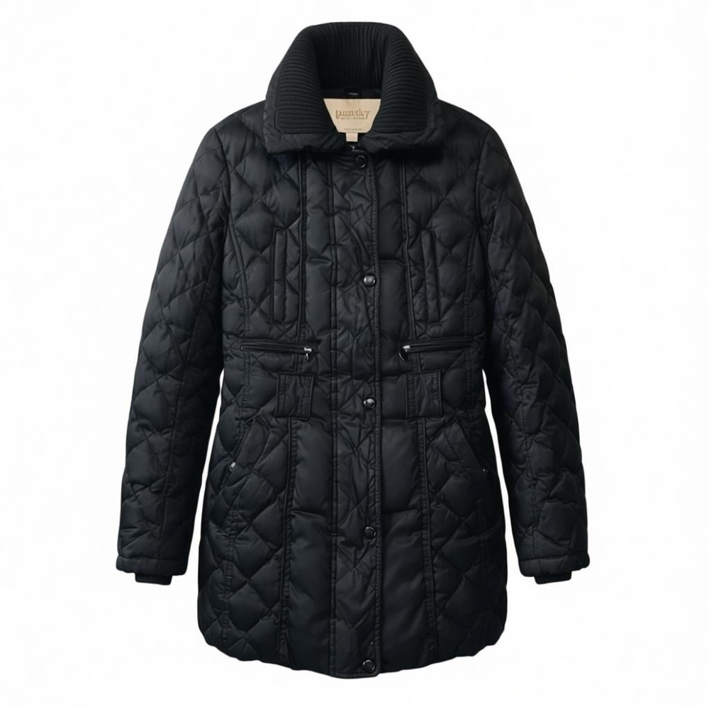 Laundry by Shelli Segal Quilted Down Puffer‎ Coat Winter Jacket Women Sm Black